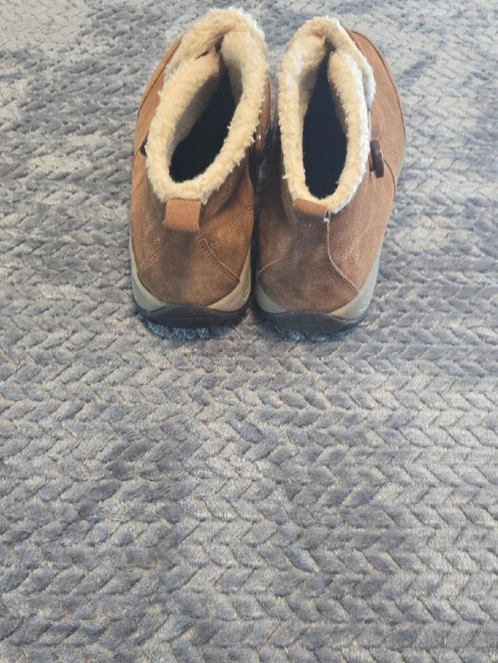Women's Brown Suede Ankle Boots with Faux Shearling Lining